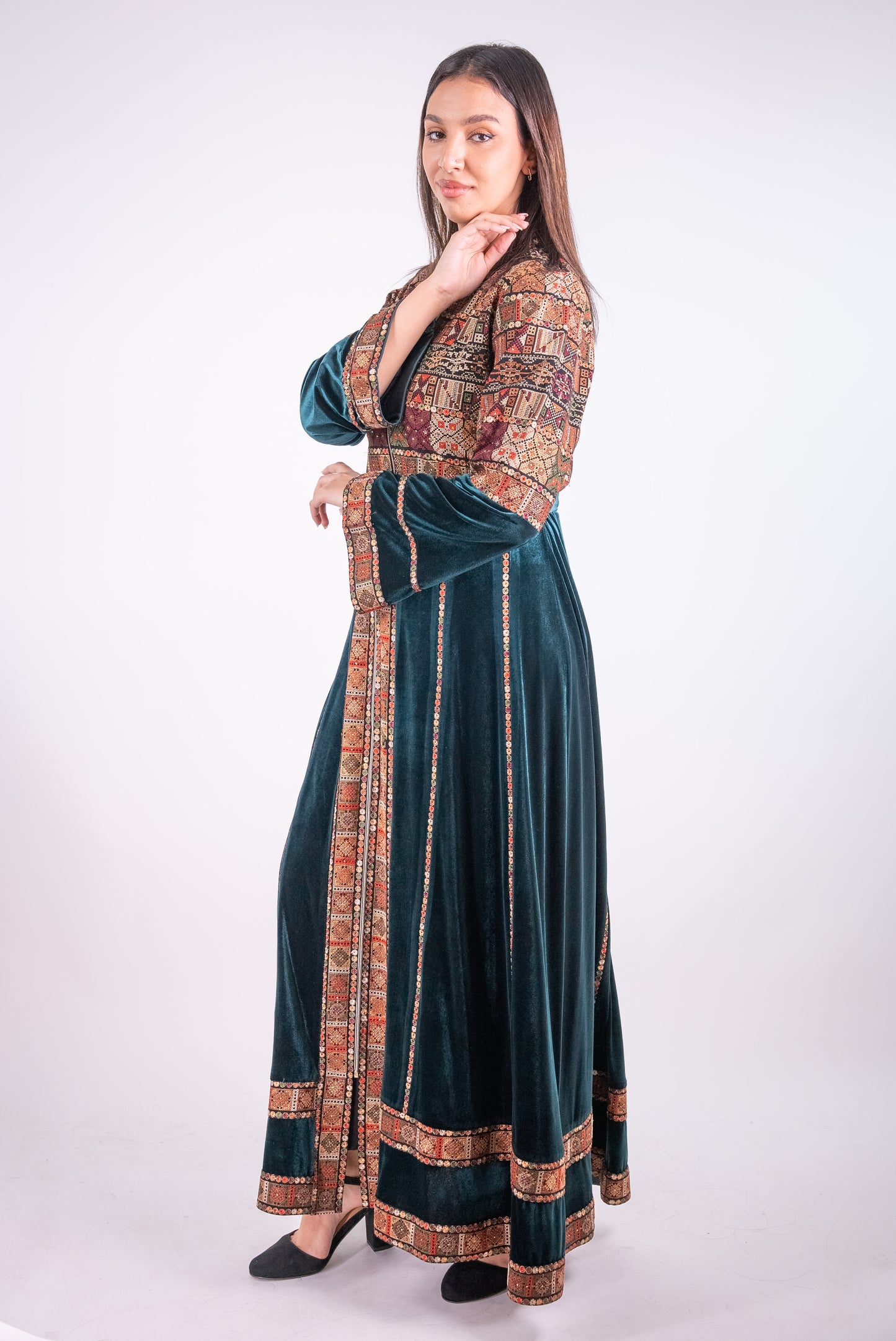 Traditional Embroidered Velvet Dress