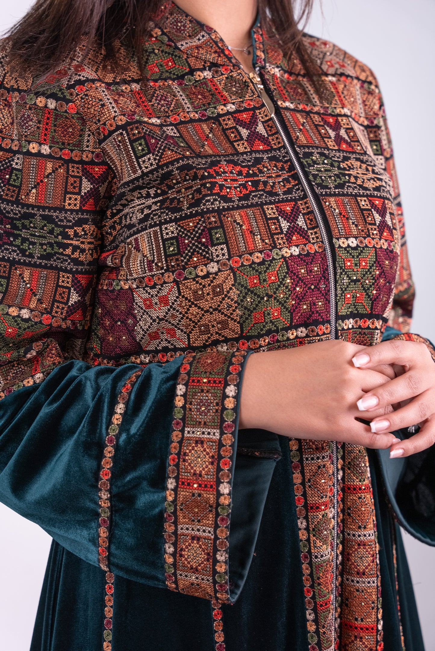 Traditional Embroidered Velvet Dress