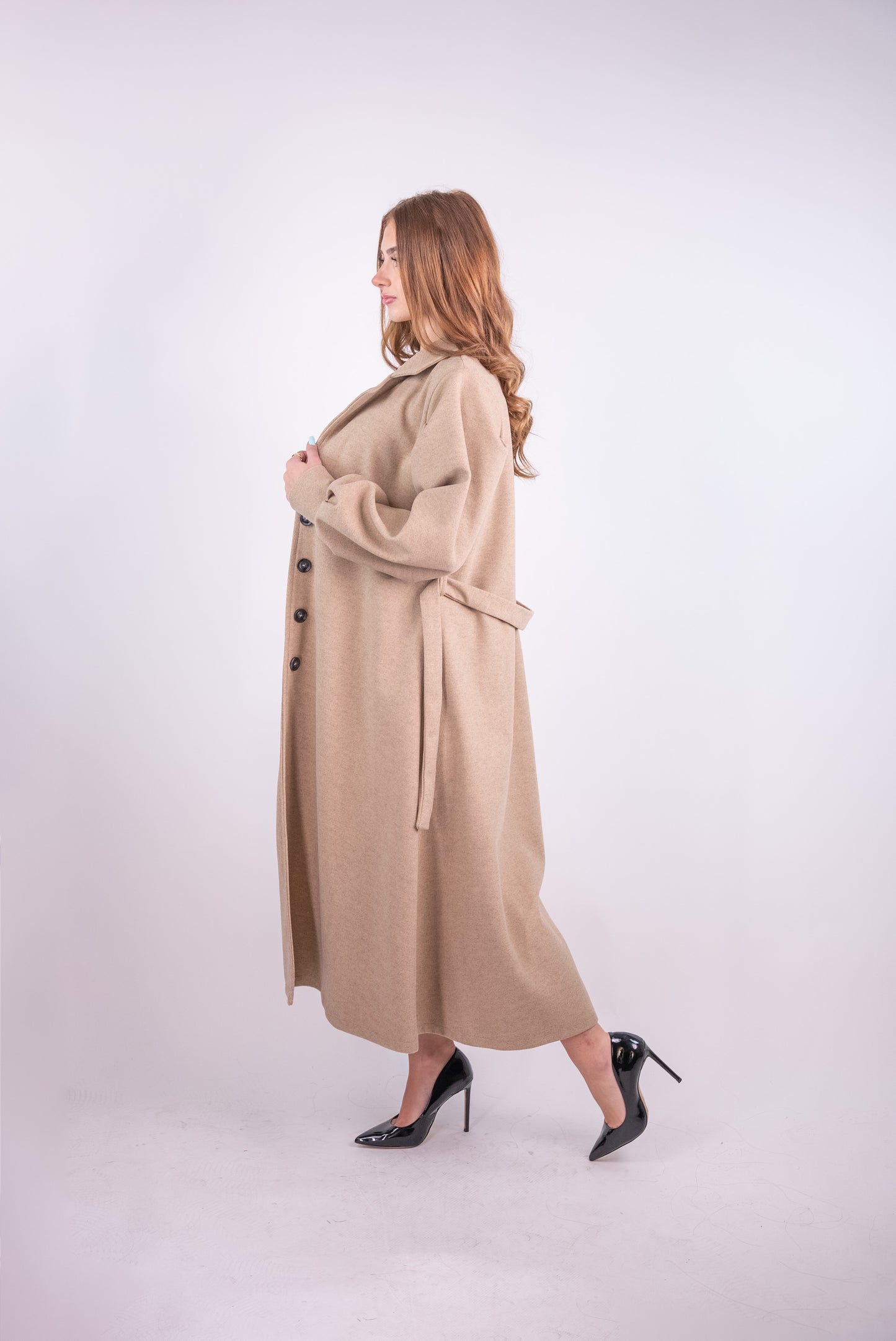 Wool Blend Wrap Coat