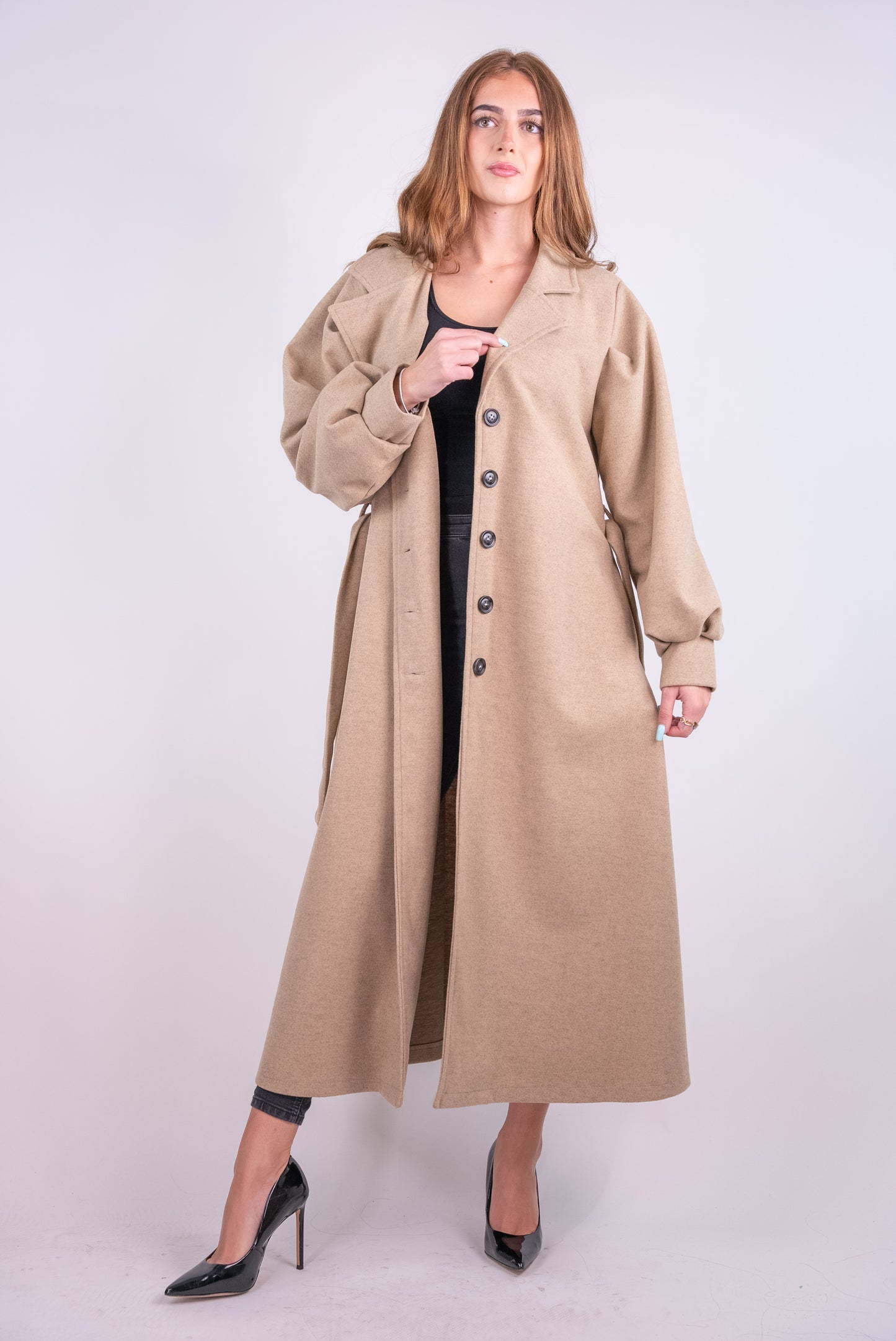Wool Blend Wrap Coat