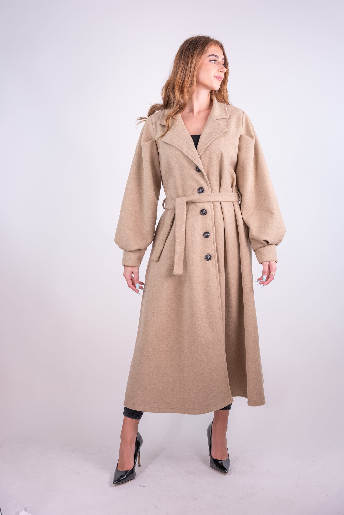 Wool Blend Wrap Coat