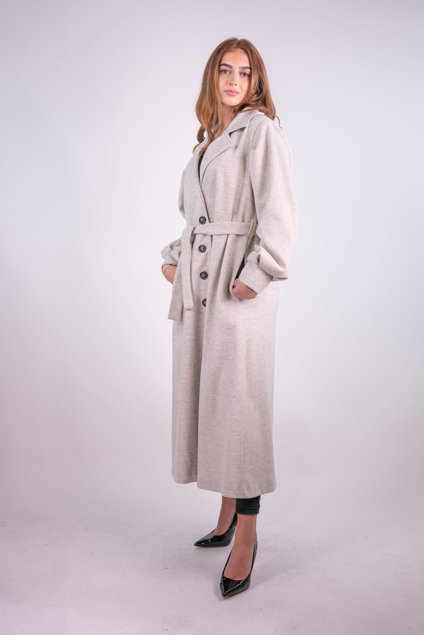 Wool Blend Wrap Coat