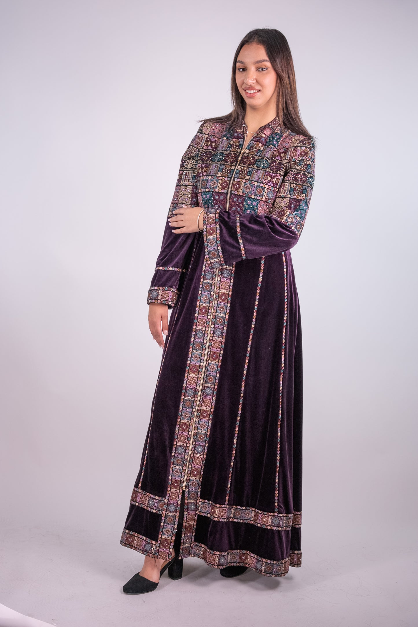 Traditional Embroidered Velvet Dress