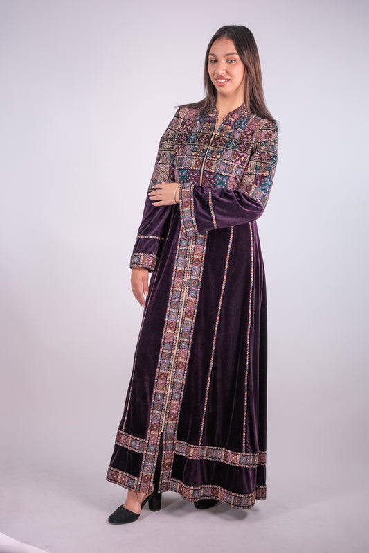 Traditional Embroidered Velvet Dress